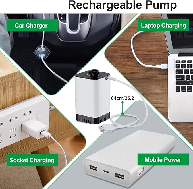 PChero Portable Camping Shower, Outdoor Electric Shower Pump with 5200mah USB Rechargeable Battery, Camping Shower Head Nozzle for Hiking, Traveling, Washing