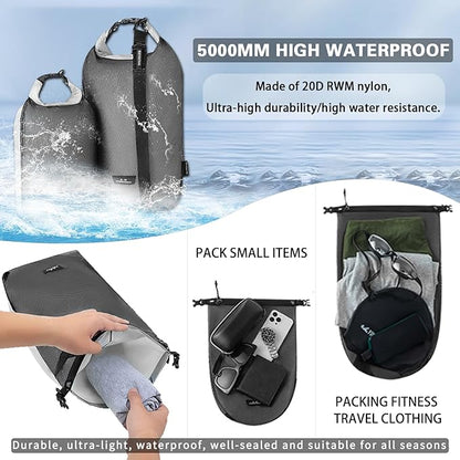 Waterproof dry sack Lightweight Dry Bag Soft and comfortable stuff sacks for backpacking Rafting Boating Camping（4L,8L） (Grey, 4L 8L)