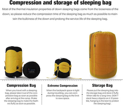 Mountaintop Ultralight Mummy Down Sleeping Bag 650 Fill Power Duck Down Suits for 32 Degree F for Camping Hiking Backpacking
