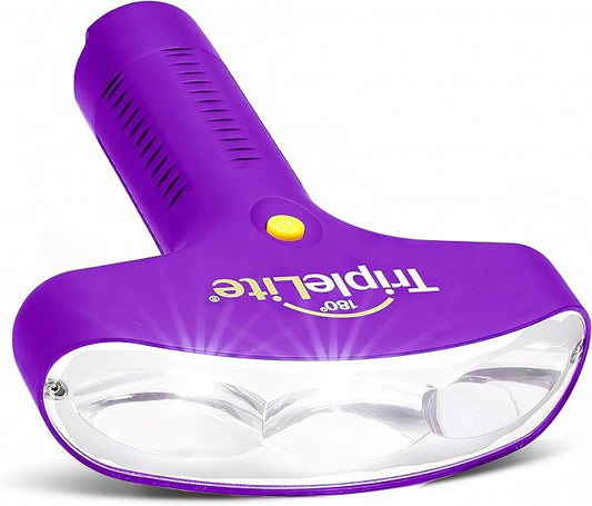 180 Degree LED Flashlight - Super Bright Light – High 600 Lumen, Water Resistant Light for Camping accessories, Outdoors, Emergency Flashlight- Patented -Purple