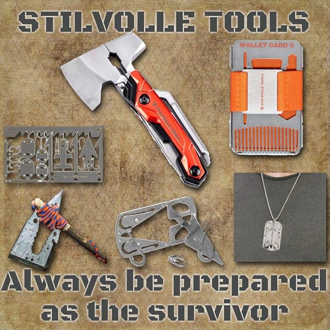 Axe 9 ax with 9-Featured Multi-Tool Hammer, Wrench, Wire Cutter, ax, Bottle Opener, Phillips Screwdriver, Flat-Blade Screwdriver, Nail File, Saw, Knife