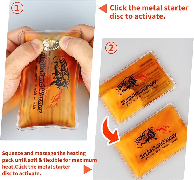 8 Pack Magic Hand Warmers, Reusable Snap Heat Packs, Reusable Pocket Hand Warmers, Portable Hand Warmers Used for Outdoor, Indoor, Working, Studying, Camping, Warm Gifts for Adults or Kid(P0125)