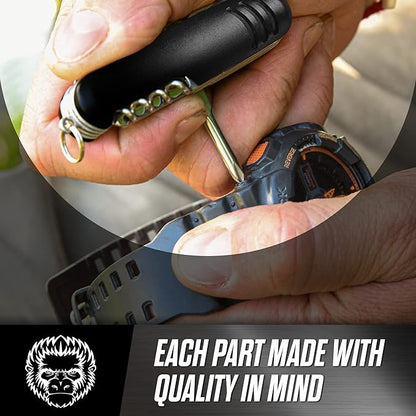Holtzman's Gorilla Survival 3 Piece Pocket Multitool Utility Knife Gift Set (Black)