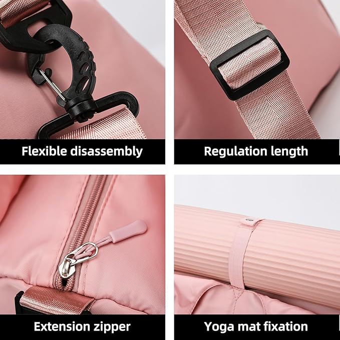 Gym Bag, Yoga Gym Bag for Women and Men, Carrying Workout Gear and Accessories, Shoe Compartment and Wet Dry Storage Pockets, Travel Duffle Bag Carry On Weekender Bag