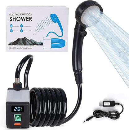 High Pressure Camping Shower, Portable Outdoor Shower with High-Speed Brushless Motor - 6000mAh, 2000RPM Water Pump, 3 Spray Settings for Hiking, Car Wash, Pet Cleaning, Beach Vacations