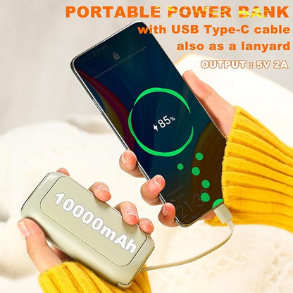 Hand Warmers Rechargeable, 16 Hrs Heating time, 10000mAh 2 in 1 Reusable Electric Portable Pocket Heater Hot Hands, Heat Therapy Great for Raynauds, Camping, Football, Women Men Gifts