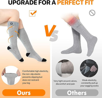 SNOW DEER Heated Socks for Men Women, 7.4V Rechargeable Battery Electric Socks, Heated Ski Socks for Hunting Fishing Camping Hiking Skiing Foot Warmer