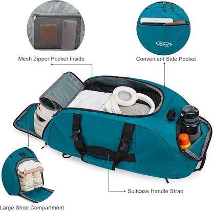 G4Free 40L 3-Way Duffle Bag Backpack Gym Bag for Men Women Sports Duffel Bag with Shoe Compartment Travel Backpack Luggage