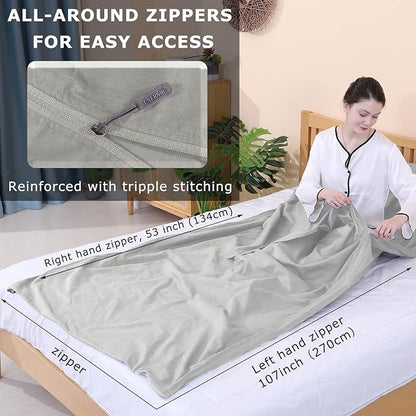 100% Cotton Sleeping Bag Liner with Full Length Zipper on 3 Sides; Single/Double Adult Sleep Sack for Travel & Camping, Multifunctional Travel Sheets (Unzipped 87”x87”) for Hotel, Lightweight