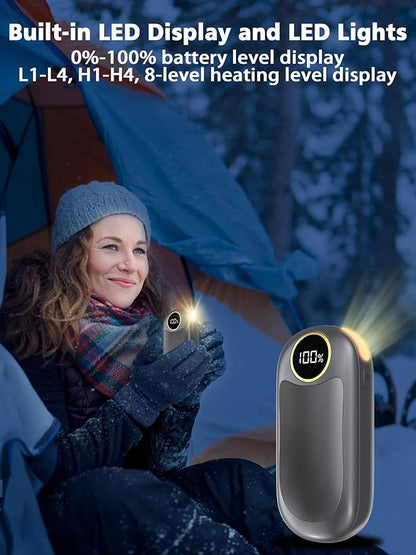 Hand Warmers Rechargeable, 14000mAh Electric Hand Warmer Max 18Hrs Warmth, Dual-Sided Hand Warmers Reusable Heat Up to 131℉, Portable Gloves Handwarmers for Raynauds, Hunting, Golf, Football, Camping