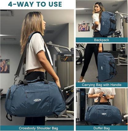 G4Free 40L 3-Way Duffle Bag Backpack Gym Bag for Men Women Sports Duffel Bag with Shoe Compartment Travel Backpack Luggage