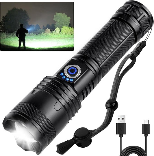 Rechargeable Flash Light Flashlights High Lumens, 990000 Lumens Super Bright LED Tactical Flashlight, 5 Modes IPX6 Waterproof, Powerful Handheld Flashlights for Camping Emergency Outdoor