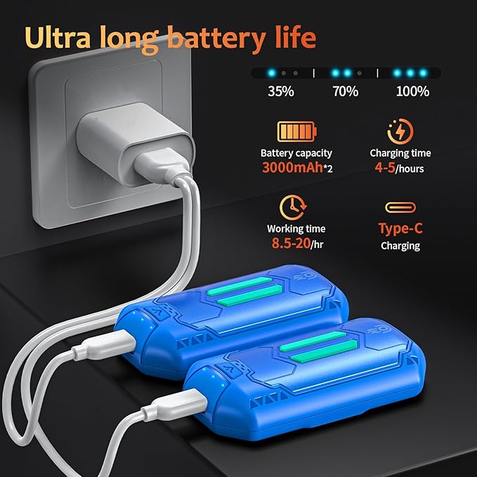 AI Hand Warmers Rechargeable 2 Pack, 6000mAh Electric Hand Warmers with 3 Heat Settings 20Hrs Long Lasting Portable Pocket Heater for Outdoor Camping, Hunting, Golf, Winter Gifts