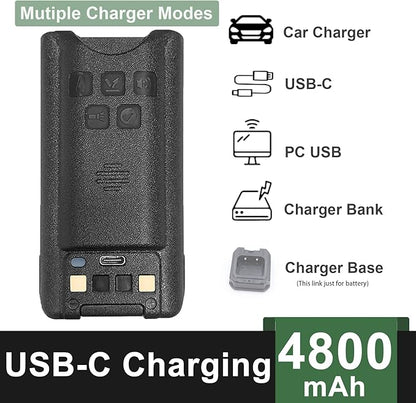 BAOFENG UV-9G Battery USB-C Charger Enlarge 4800mAh Capacity Thicken BL-9 Li-ion Battery for UV-9R Plus GMRS-9R Accessories BF-T57 Walkie Talkie Battery for Adult
