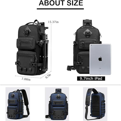 OZUKO Tactical Backpack Chest Sling Bags for Men, Waterproof Crossbody Shoulder Daypack for Outdoor Walking Hiking Trekking (Royal blue)