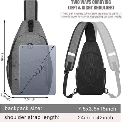 Crossbody Bags for Women Men Trendy Sling Bag Bakpack Casual Chest Bag with Convertible Shoulder Strap