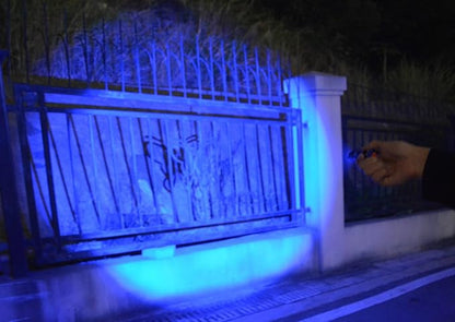 Scalable Blue LED 3 Mode Long Range Blue Beam Blue Light Flashlight, Blue LED Flashlight Blue Flashlight Torch with Blue Light Blue LED for Night Fishing and Outdoor Activities-Black House