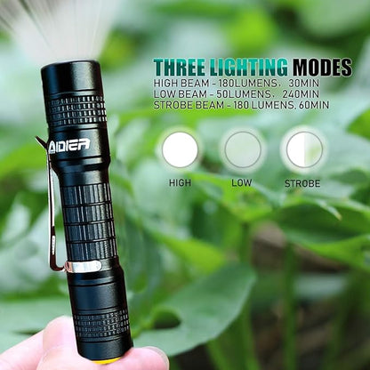 4 Pack Ultra Bright Compact EDC Keychain LED Flashlight 180lm Pocket Flashlight with Battery IPX7 Waterproof Tail Switch Flashlights for Camping, Hiking, Outdoor Activity Emergency Lighting