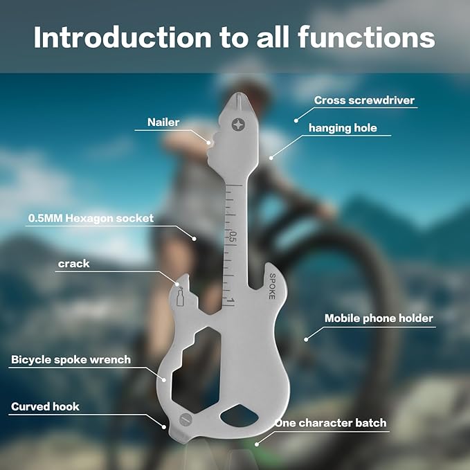 KSKEPE Stocking Stuffers for Men Adults,12 in 1 Keychain Multi-tool,White Elephant Gifts,Christmas Gifts Bottle Opener Camping Gadgets EDC Tools for Men Him Dad Husband Boys Teens-Guitar