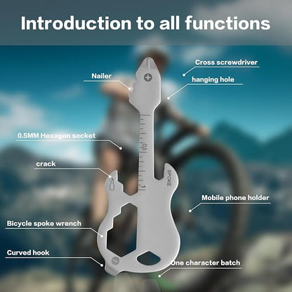 KSKEPE Stocking Stuffers for Men Adults,12 in 1 Keychain Multi-tool,White Elephant Gifts,Christmas Gifts Bottle Opener Camping Gadgets EDC Tools for Men Him Dad Husband Boys Teens-Guitar