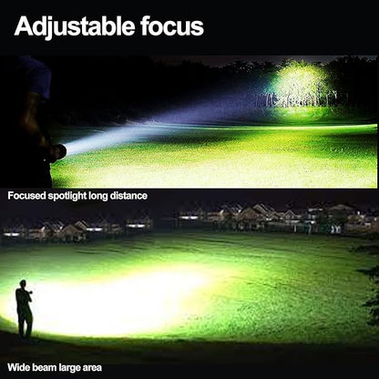 Worlds Smallest Brightest Flashlight High Lumen 5000 Military Rechargeable Zoom Searchlights Lantern Combo with Red Light Optional for Kids Camping Hiking Daily Use Car Hunting Fishing, Black