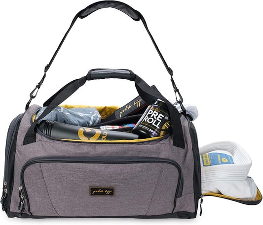 Gold BJJ Jiu Jitsu Duffle Bag - Waterproof Pocket for Sweaty Gi, Rashguard, or Shoes - The Perfect Duffel Bag for Martial Arts Gear, Boxing, MMA, and More