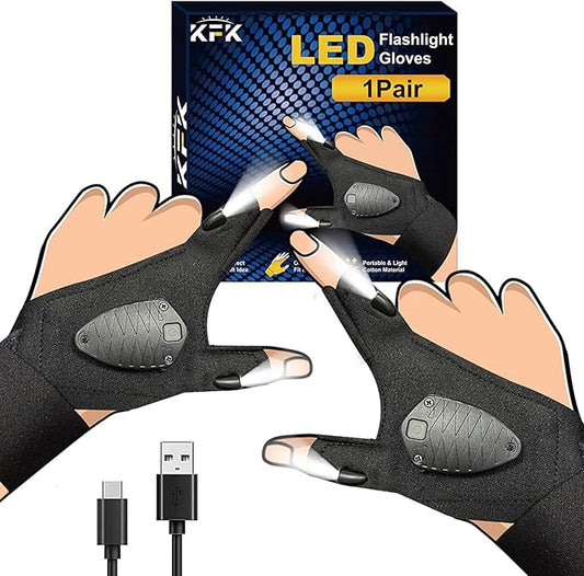 KFK Gifts for Men, LED Flashlight Gloves Gifts for Him,Mens Gifts for Father's Day, Birthday, Dad, Husband, Handyman