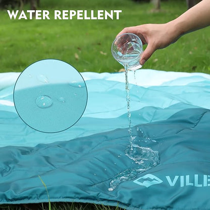 VILLEY Picnic Blanket, 3-Layer Camping Blanket 52"x75", Machine Washable, Water Repellent and Sandproof, Packable and Portable for Camping, Travel, Park, Beach and Indoor Use