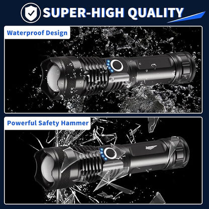 3Pack Rechargeable Flashlights High Lumens, 990000lm Super Bright Flashlight, 5Modes LED Flashlight Rechargeable, Adjustable Tactical Flashlights High Powered, Flash Lights for Emergency Camping Home