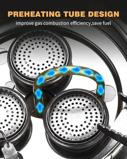 Bulin Camping Gas Stove Burner 6800W Adjustable 3 Burners Ultralight Windproof Backpacking Stove Portable Propane Stove Camp Stoves for Camping Hiking Backpack Outdoor
