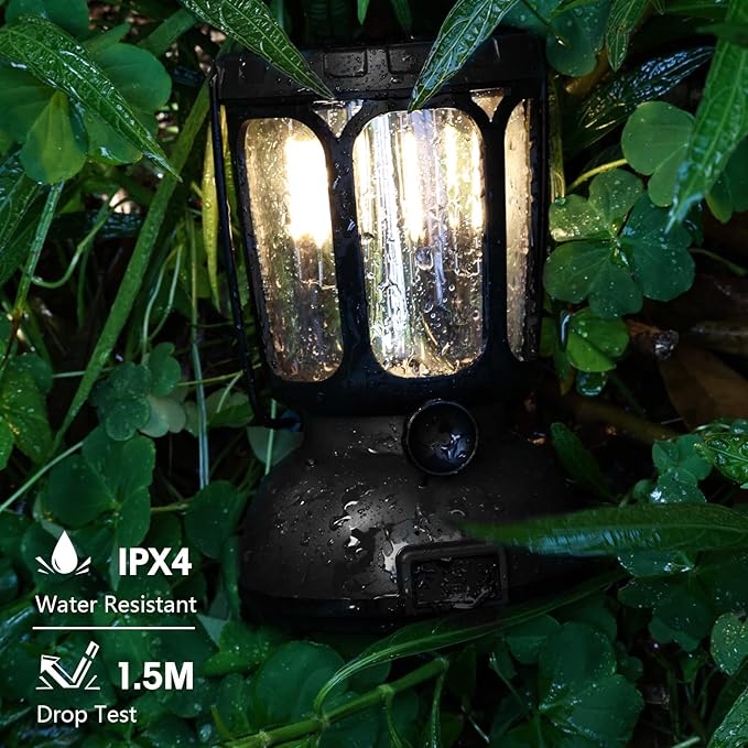 650LM LED Camping Lantern with 6000mAh 10-200hrs Battery Life, Hand Crank /Solar Powered /Type-C Rechargeable for Power Outages, Warm/Cold Light Stepless Dimmable 650 Lumen,(1 Pack)…
