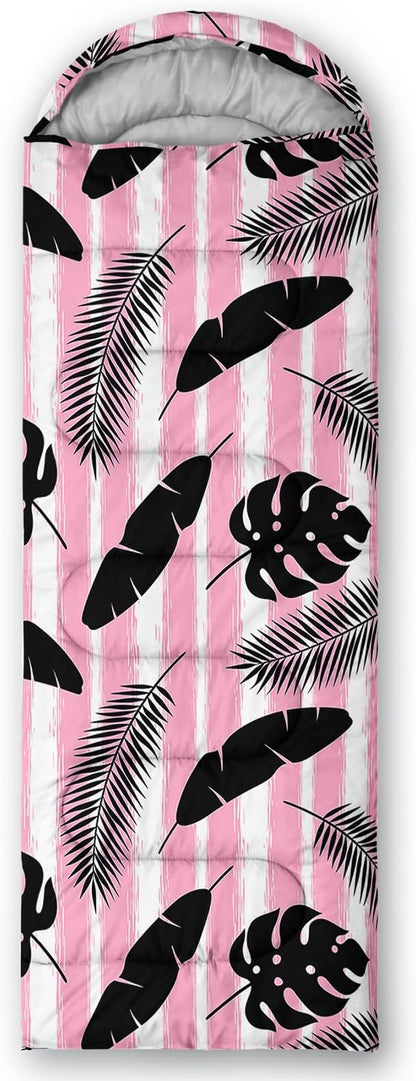 AILONEN Kids Floral Cat Camping Sleeping Bags,Lightweight & Waterproof,3 Season Warm & Cool Weather,Kawaii Kitten Sleeping Bags for Girls Adults,Travelling,Outdoors