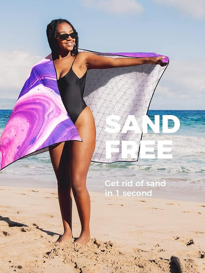 OCOOPA Microfiber Beach Towel Fast Drying, Extra Large 63" x 31" Sand Free Beach Towel Super Lightweight Towels for Swimming Pool, Camping, Picnic, Yoga Gym Sports