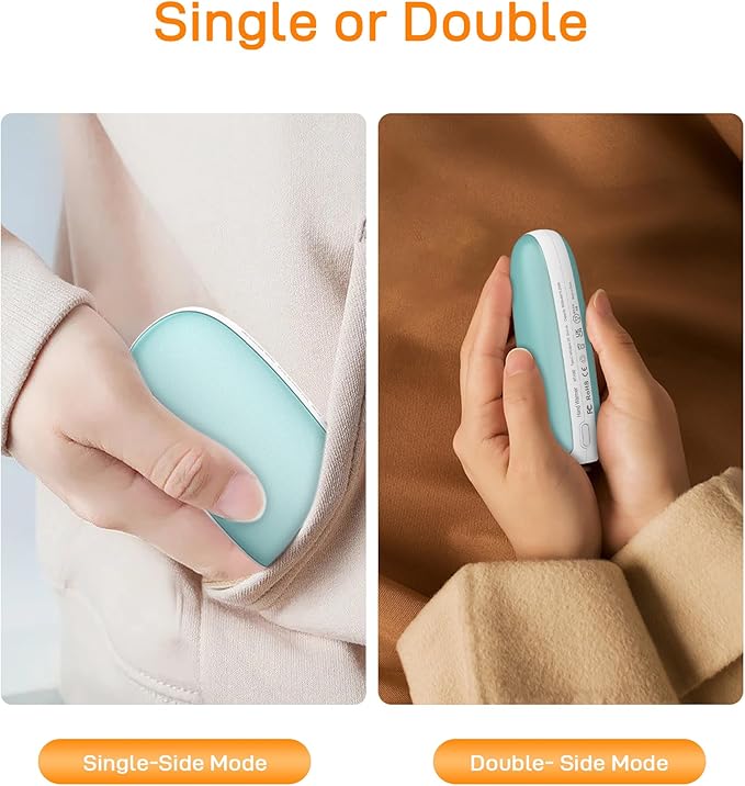 Hand Warmers Rechargeable, Electric Reusable 5000mAh Single Sided or Double Sided Heating Battery Pack for Football Winter Camping Fishing Skiing, Great Gift for Women and Men