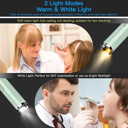 COSOOS 2 Rechargeable Penlights with Pupil Gauge & Ruler, Mini LED Pen Lights for Nurse Doctor, Warm & White Light, Chargeable Penlight with Clip, Flashlight for Nursing Student