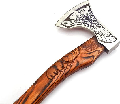 1095 Custom Handmade | Steel Corban Survival Axe | Custom Handmade | High-Carbon Steel | Blade | Camping | Outdoor Adventures | Survival Gear | Leather Sheath | Damascus Steel