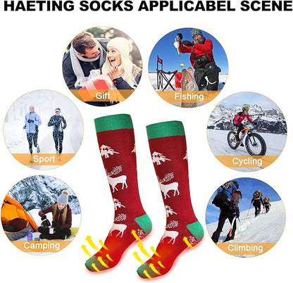 Electric Heated Socks, Upgraded Winter Rechargeable Washable Battery Heat Socks Men Women Thermal Warming Socks for Outdoor Hiking Camping Skiing Fishing Hunting Mountaineering