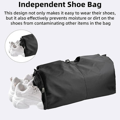 Gym Bag, Yoga Gym Bag for Women and Men, Carrying Workout Gear and Accessories, Shoe Compartment and Wet Dry Storage Pockets, Travel Duffle Bag Carry On Weekender Bag