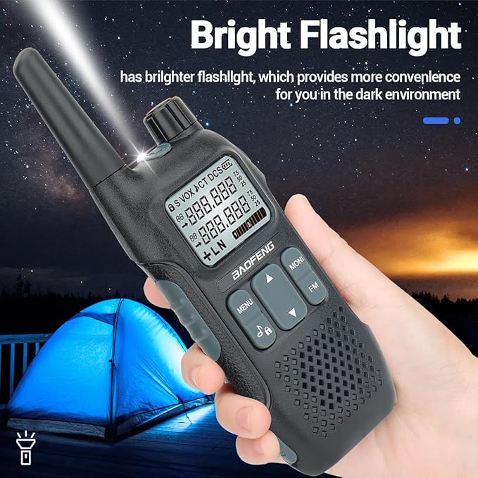 GMRS Radio BAOFENG GM-T8 Walkie Talkies Long Range, Rechargeable Walkie Talkie for Adults,Portable Ham Radio Handheld with NOAA Weather Flashight VOX USB-C Two Way Radio(2 Pack)
