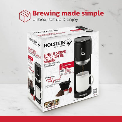 Holstein Housewares Coffee Maker Machines (Black, 1 Cup)