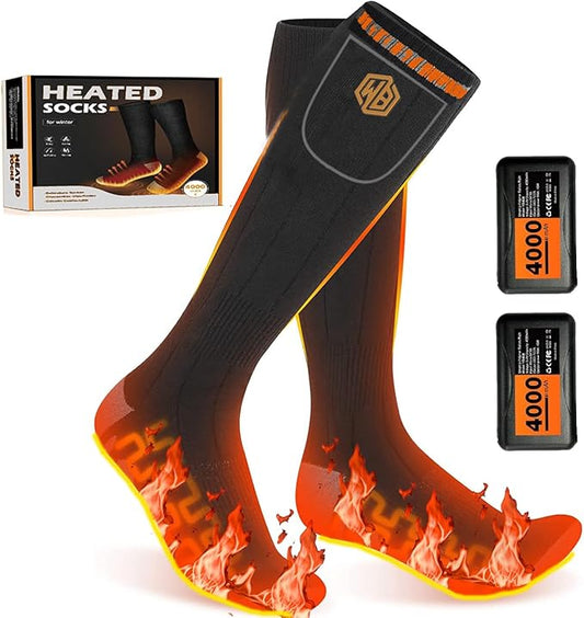 Wool Ski Socks Rechargeable Heated Socks for men, Electric Socks for Women, foot warmers for women hunting Skiing Cycling Camping Hiking Ski Sock christmas stockings
