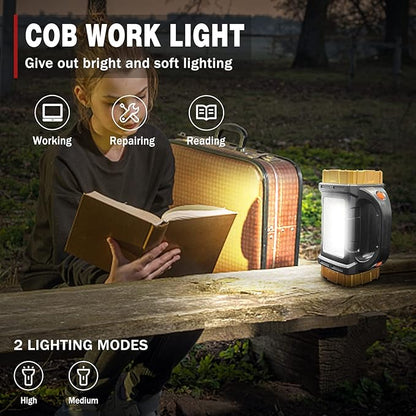 2-Pack Solar Flashlights High Lumens Rechargeable Outdoor Waterproof Spotlight LED Work Light Searchlight Lantern for Camping Emergencies