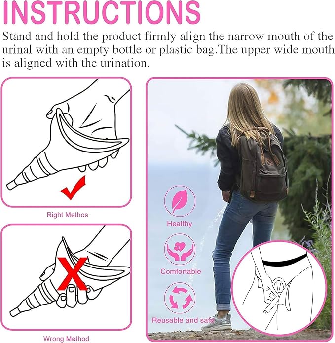Female Urination Device, Reusable Female Urinal Silicone Women Pee Funnel Allows Women to Pee Standing Up, Portable Womens Urinal is The Perfect Companion for Camping,Outdoor,Travel