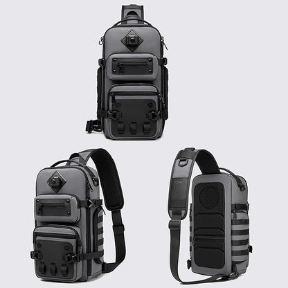 OZUKO Tactical Backpack Chest Sling Bags for Men, Waterproof Crossbody Shoulder Daypack for Outdoor Walking Hiking Trekking (Dark gray)
