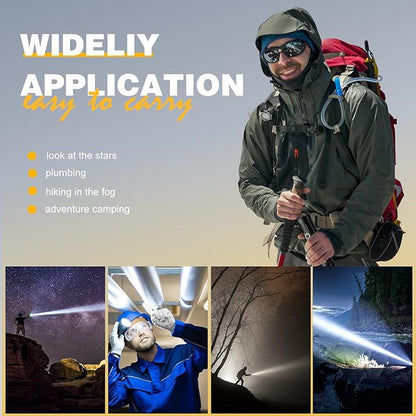 Small Tactical Flashlights 20000 High Lumens - 1500 Meters Long Beam Super Bright LED Magnetic Flashlight USB Rechargeable Zoomable 5Modes Long Beam Spotlight Flashlight for Hiking, Camping-Purple
