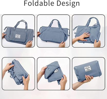 Large Capacity Foldable Travel Bag Expandable Portable Carry on Bag Dry&Wet Separation Sports Duffel Bags