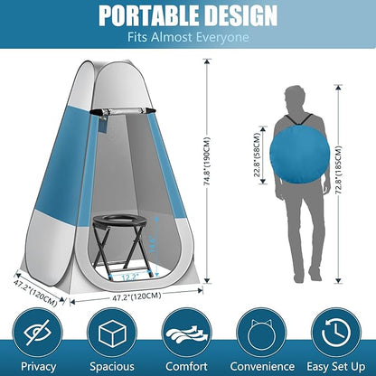 CKE Portable Toilet Kit for Camping, Pop Up Privacy Tent,Foldable Camp Toilet for Adults, Portable Toilet for Camping with Tent for Shower Changing Room, Outdoor Camping Bathroom Tent and Toilet