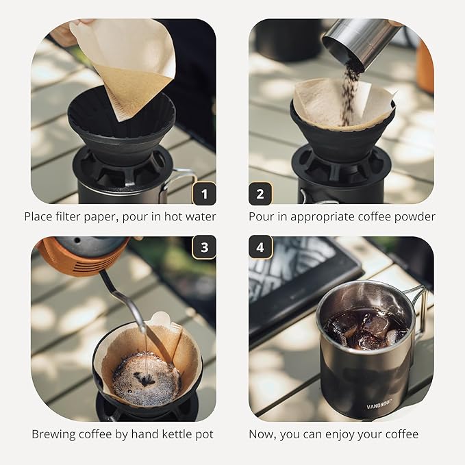 Portable Pour Over Coffee Maker Set, Collapsible Silicone Coffee Dripper Set, Perfect for Travel, Camping, Home