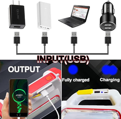 LED Spotlight,Solar USB Rechargeable Spotlight Flashlight with 6 Modes,4000mAh Power Bank，IPX4 Waterproff Lightweight Work Light for Camping Outdoor and Power Outages Emergency（Red）