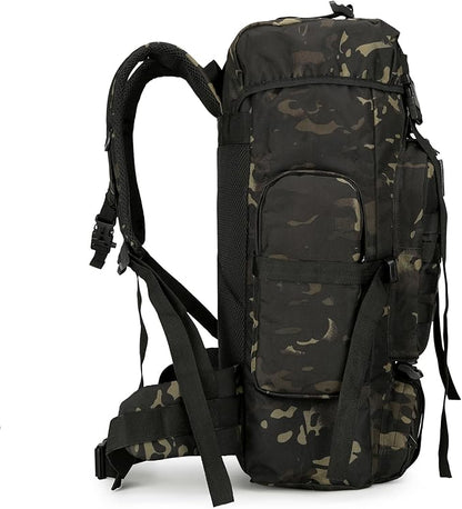 45L Hiking Backpack Camping Rucksack Molle Military Backpack for Outdoor Traveling (Black CP)